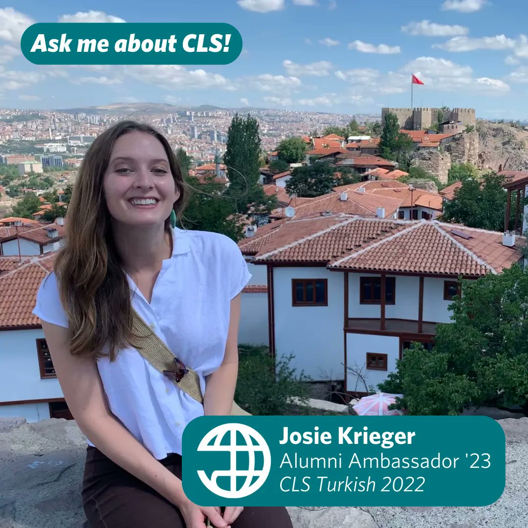 CLSscholarship's tweet photo. "My favorite word or phrase in Turkish is ‘afiyet olsun’ which is comparable to 'bon appetit.'" Read more about Josie's CLS Turkish experience and culinary adventures in Ankara in her alumni ambassador profile: https://t.co/eA0EM9RMIz #CLSAlumni @ECAatState https://t.co/4v9ja87Sql