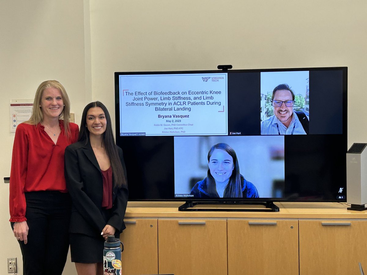 Dr. Robin Queen (@rmqueen_vt) on Twitter photo Congratulations to <a href="/GranataLab/">Granata Lab</a> member Bryana Vasquez on her successful MS thesis defense! Wonderful project exploring the impact of #biofeedback on limb stiffness & work in #ACL patients. Thanks to her committee @JoeHartUVA & Kristen Nicholson #biomechanics <a href="/BEAMvt/">Virginia Tech Biomedical Engineering & Mechanics</a> <a href="/VTEngineering/">Virginia Tech Engineering</a> Congratulations to <a href="/GranataLab/">Granata Lab</a> member Bryana Vasquez on her successful MS thesis defense! Wonderful project exploring the impact of #biofeedback on limb stiffness & work in #ACL patients. Thanks to her committee @JoeHartUVA & Kristen Nicholson #biomechanics <a href="/BEAMvt/">Virginia Tech Biomedical Engineering & Mechanics</a> <a href="/VTEngineering/">Virginia Tech Engineering</a>