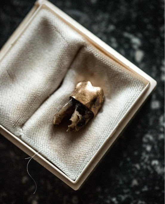 AfricanArchives's tweet photo. This gold crowned tooth is the only remaining body part of Patrice Lumumba. The Belgian policeman who oversaw the disposal took the tooth as a TROPHY.

Last month, the  people of the DR Congo got to bury the tooth https://t.co/kFAiXBbGMM