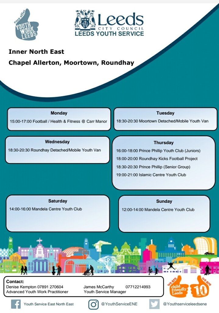 YouthServiceLCC's tweet photo. Updated #CoreOffer #YouthWork programme for #ChapelAllerton #Moortown & #Roundhay
#LeedsYouthService https://t.co/SQF12SuqrH