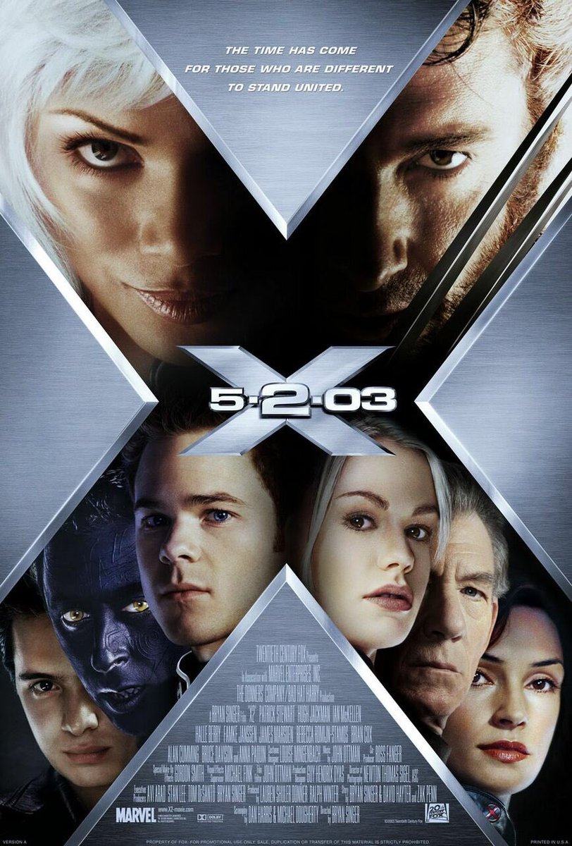 UJStrikesBack's tweet photo. Happy 20th Anniversary to X2: X-Men United! 🥳🎉
#XMen #XMen2 @RealHughJackman #JamesMarsden @AnnaPaquin #FamkeJanssen #AlanCumming #ShawnAshmore #BrianCox @SirPatStew #NewtonThomasSigel #ElliotGraham #JohnOttman #LaurenShulerDonner @rwinter1955 #DanHarris #MichaelDougherty https://t.co/C5DdxFqejw