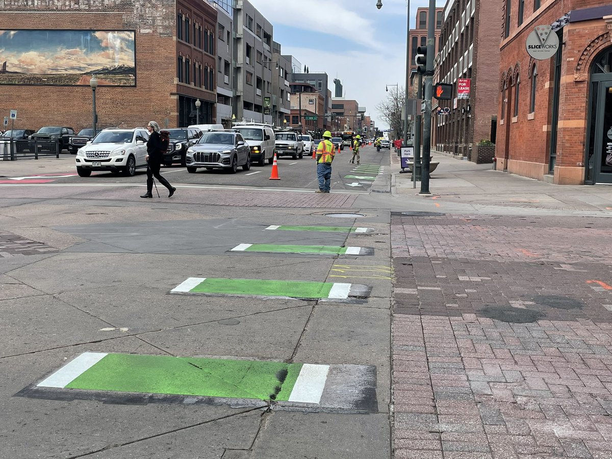 Protected bike lanes and transit-only lanes are going in on Blake and Market streets in Lower Downtown Denver! #bike #transit #sustainability #VisionZero