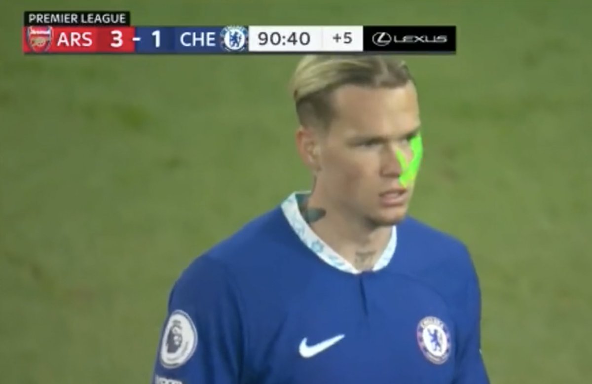 TrollFootball's tweet photo. Found the person who was pointing laser at Mudryk https://t.co/Grs6U8tOin