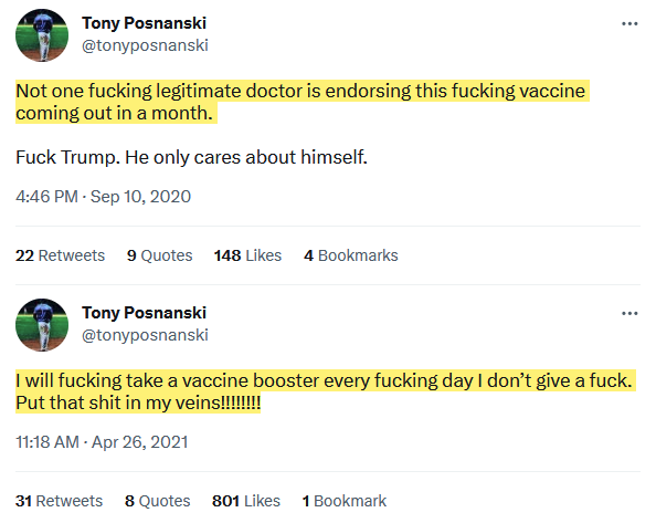 goddek's tweet photo. Hey @tonyposnanski, I'll pay you $1,000 if you fucking take a vaccine booster every single day for one month. I'd even be willing to put that shit into your veins myself. https://t.co/fbjOBDluvw