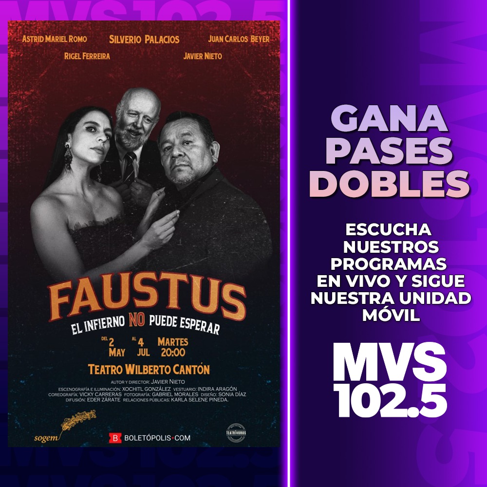 MVS102_5's tweet photo. El maestro Silverio Palacios nos invita al estreno de "Faustus" 🎙️🔥 ¡Escucha nuestros programas en vivo para ganar tu entrada! @teatrivoros @SilverPalaces Teatro Wilberto Cantón. https://t.co/5ADqp8LhRA