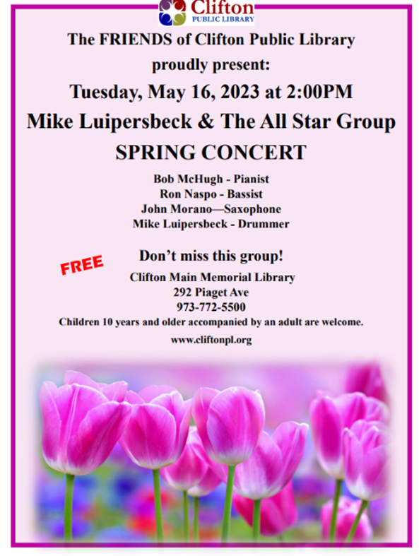 CliftonLibChild's tweet photo. Join us for this fun event!!!  Everyone is invited.
#library #concert #libraryfun #CPL #music https://t.co/Y7aoDbR5Ow