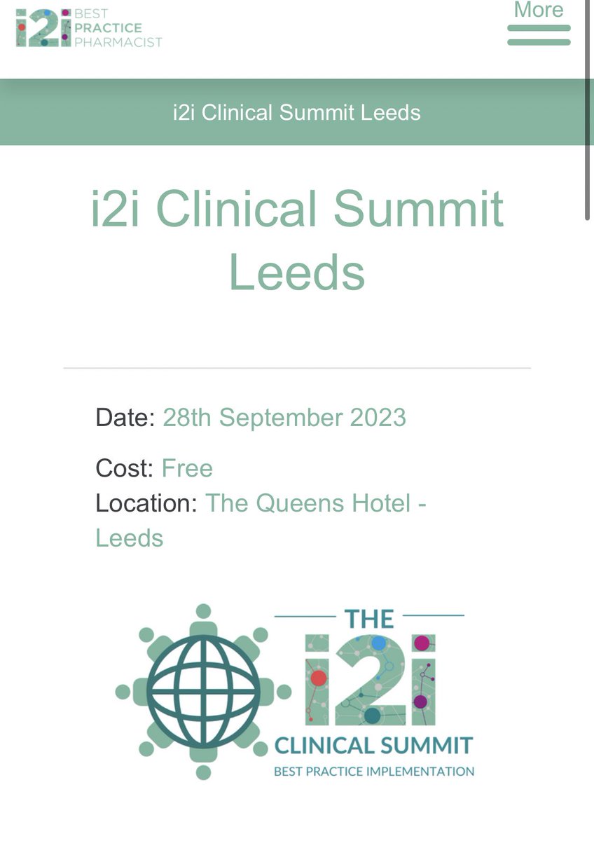 #pharmily #yorkshire - we are ACTUALLY bringing the i2i Clinical Summit to #Leeds! Spaces are limited - only 💯 places are booking fast! We will be covering vast array of topics and it will be unmissable for #GPPharmacists ! Pls RT for your northern colleagues. Sept 28th it is!