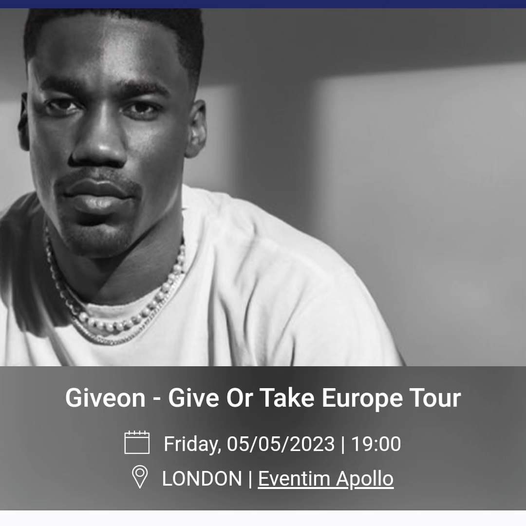 👀 anyone needing tixs for Giveon - Give or Take, London date for this Friday, holla at <a href="/DJMrDrewUK/">Mr Drew</a>

#Giveon #GiveOrTakeTour #London #EventimApollo