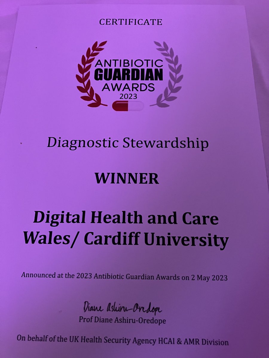 Another award for @DHCW @techcarecymru #antibioticguardianawards