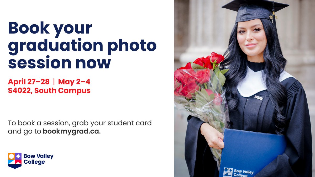 BowValley's tweet photo. Edge Imaging is proud to offer graduation photography sittings to 2023 Bow Valley College graduates.
To book your 15-minute portrait sitting,  visit https://t.co/56CHn26BPT

For more information, please contact Krysta at 403-308-3606 (please note, bookings are all online). https://t.co/akAIOAc2q1
