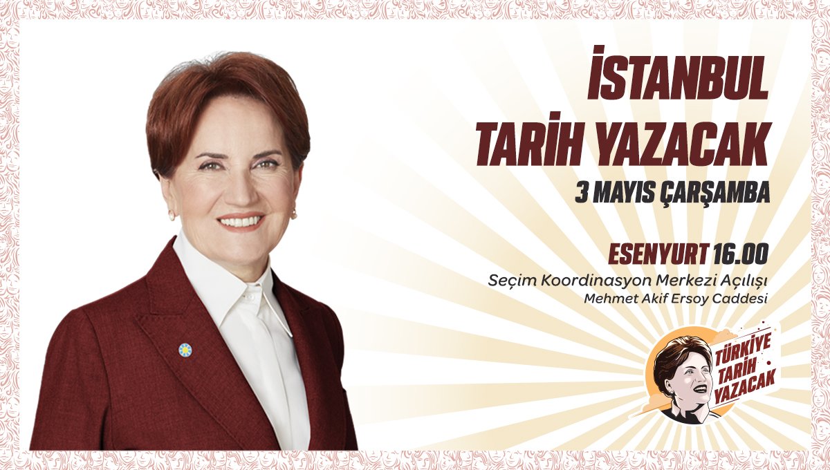 📍3 Mayıs Çarşamba günü (yarın) 
🕑16:00’da İstanbul'dayız...

Hiç kimsenin endişesi olmasın;
14 Mayıs'ta #TürkiyeTarihYazacak!