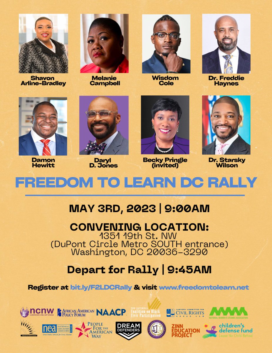 Do you believe students should have access to a truthful, inclusive education? Don't miss the NAACP's @wordsofwiz27 at the Freedom to Learn DC Rally happening tomorrow at 9 a.m. Learn more and register: bit.ly/F2LDCRally #FreeOurSchools 👉🏾 bit.ly/3YXhZJh