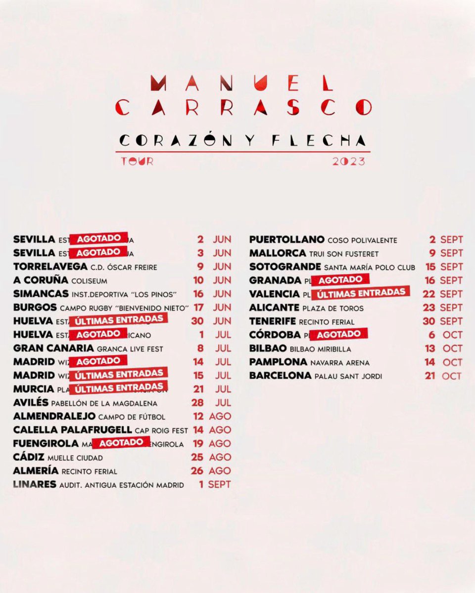 manuelcarrasco_'s tweet photo. Un mes justo para que comience la maravillosa gira que estamos preparando! Alguna sugerencia? Quién se apunta? ❤️🏹 https://t.co/p8vM66SGKV