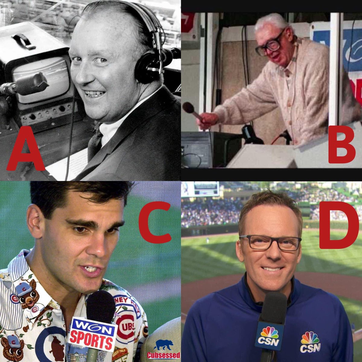 IamCubsessed's tweet photo. Take your pick. Who is your favorite former #chicagocubs announcer? @HarryCarays #cubsessed #iamcubsessed #chipcaray #lenkasper #jackbrickhouse https://t.co/eFYez5yy8m