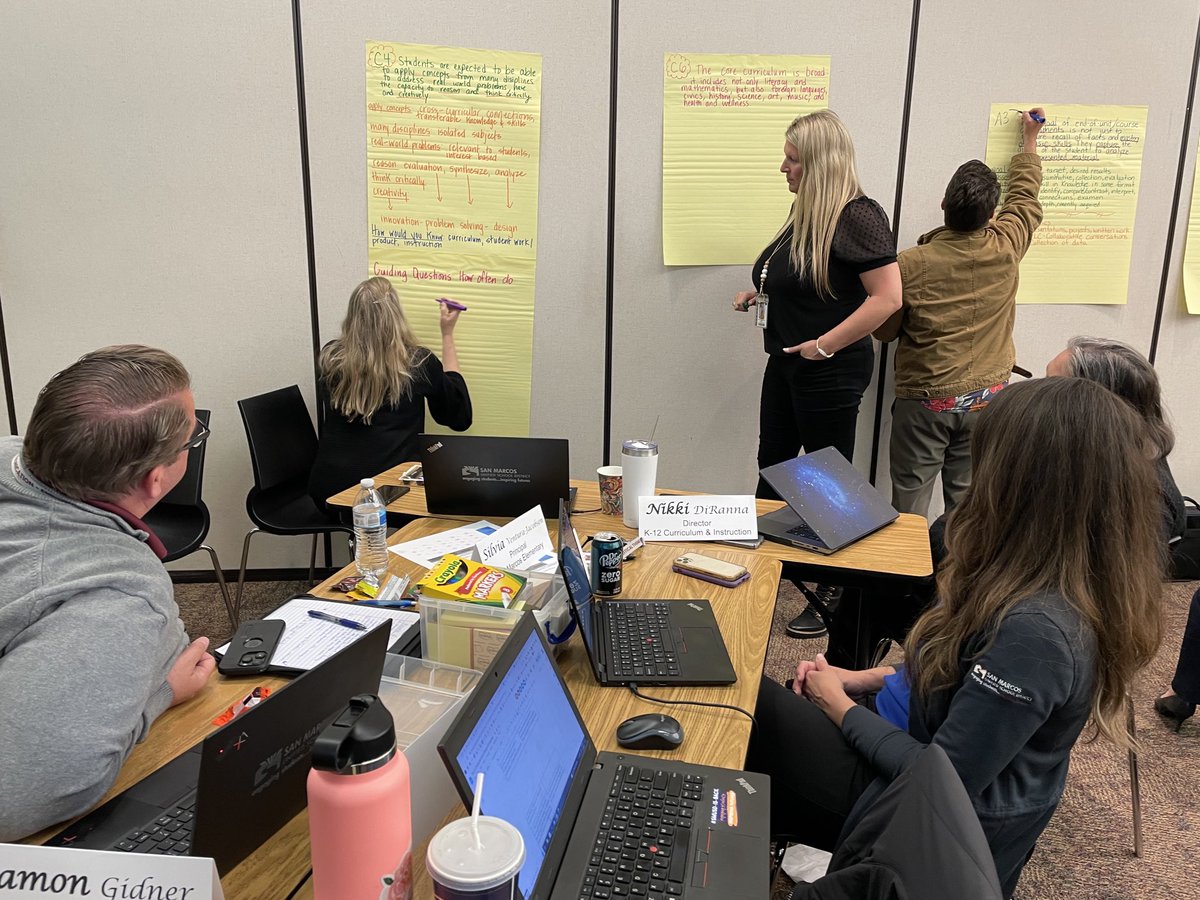 NislOsborne's tweet image. ⁦@SanMarcosUSD⁩ leaders aligning curriculum and assessment design principles to the district’s theory of learning. #LearningtoLeading ⁦@CtrEdEcon⁩ ⁦@JaniceMCase⁩