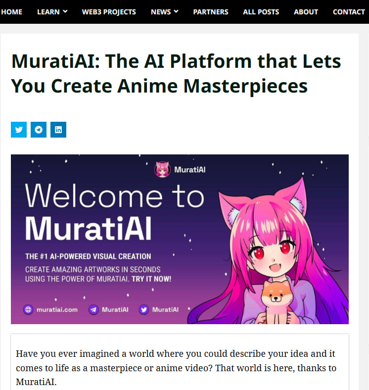 MuratiAI's tweet photo. MuratiAI has been featured  in web3buzz 💃

See here: https://t.co/FCEW7bz6ze

#MuratiAI #Pepe #Optimus https://t.co/FogBz5SAMK