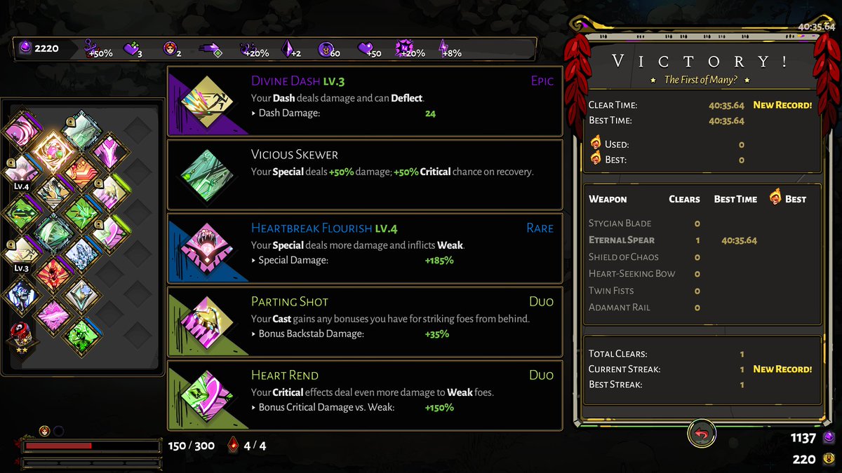 RuleTheGamer's tweet photo. Just finished Hades for the very first time, using the spear!

This game is so well done! #HadesGame https://t.co/Px2Qg1hh7N