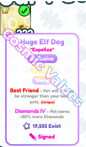 Pet Simulator X - Signed Golden Shiny Huge Elf Dog giveaway! To enter: 1. Follow @CosmicValues 2. Like & Retweet 3. Comment your username 🎉Winner will be announced in 48 hours! #PetSimulatorX #PetSimX #Giveaway