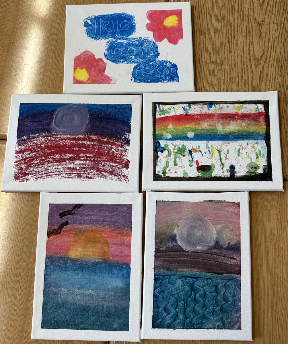 ClareArena's tweet photo. They are all beautiful! The textures are fantastic, as well as the colours, all blended from the three primary colours. #printmaking #monoprinting #TDSBCreates #joy #art #studentart https://t.co/tNd0pfeHa8
