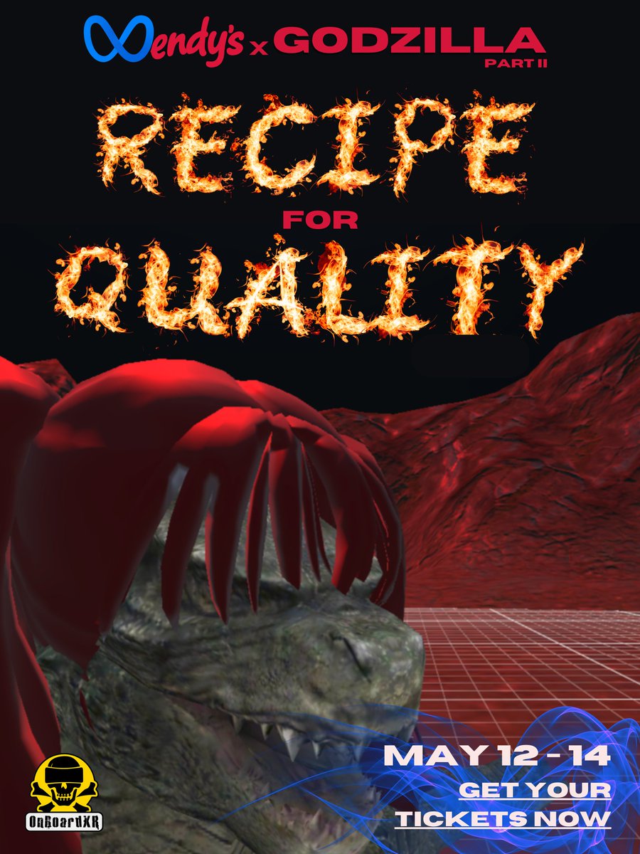 MorranMichael's tweet photo. It's happening! @onboardxr returns May 12th! 🥳🎭

I will be presenting my tribute to the phenomenon that never was... 

@MetaHorizon @Wendys x #Godzilla Part II: Recipe for Quality

🎟️Grab your tickets folks! 
https://t.co/fHWrHi9m60 https://t.co/MDh8kAJx8t