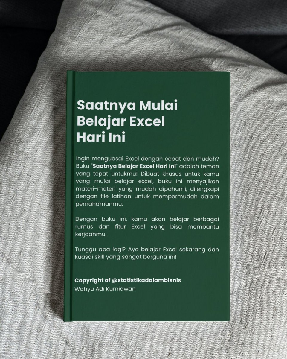 StatistikaIn's tweet image. Ebook pertamaku akhirnya udah jadi! 🎉 

&quot;Saatnya Mulai Belajar Excel Hari Ini: Langkah awal menguasai excel dengan cepat dan mudah.&quot;

#belajarexcel #ebookexcel #mulaibelajarexcel #excelmudah #excelcepat #filelatihanexcel #exceltips #statistikadalambisnis #bukuexceluntukpemula