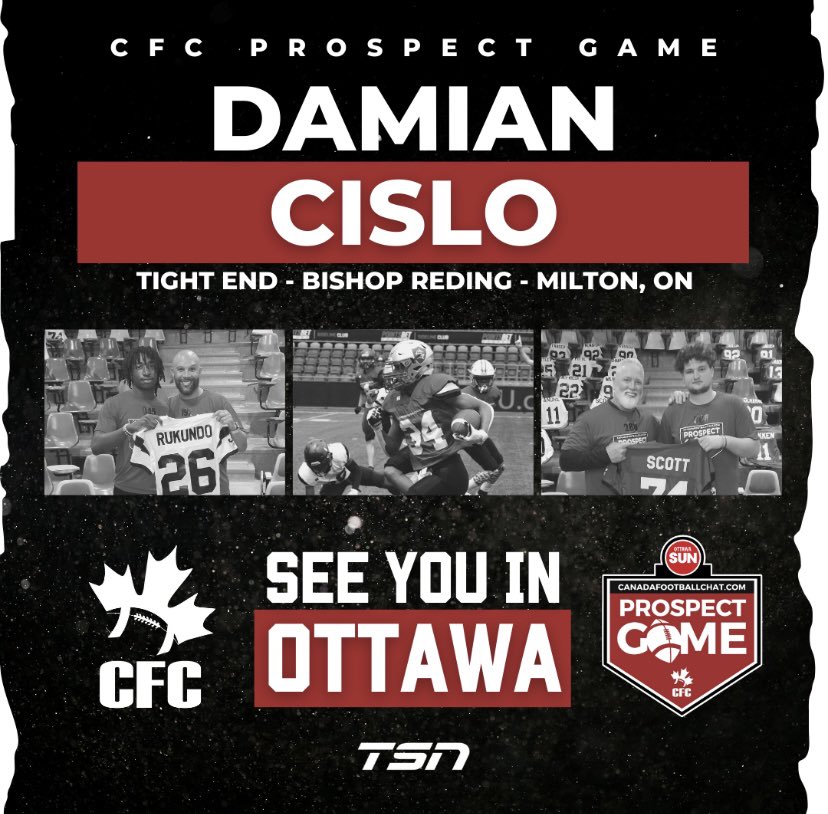 DamianCislo's tweet photo. I am very grateful and blessed to announce that I have been selected to play in the @chatfootball prospect game on May 26th, streamed on TSN. https://t.co/Ot8bY3xrRi