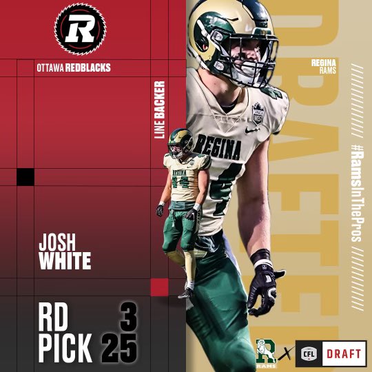 Congratulations to Josh White Drafted in the 3rd round by the Ottawa REDBLACKS! Enjoy the Nations Capital.