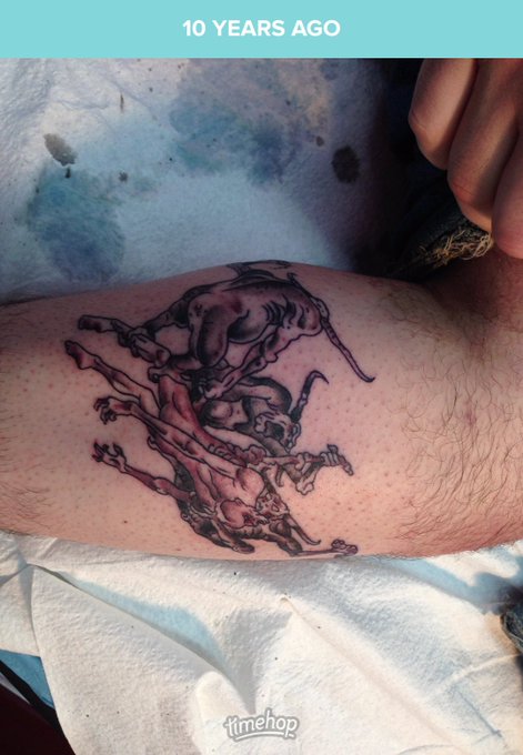 Wow, its been 10 years since Jeff Hannenman passed.  I got this tattoo the day of in dallas from the<a href="/tag/slayer"class="tags"><span>#slayer</span></a><a href="/tag/ripjeffhanneman"class="tags"><span>#ripjeffhanneman</span></a>