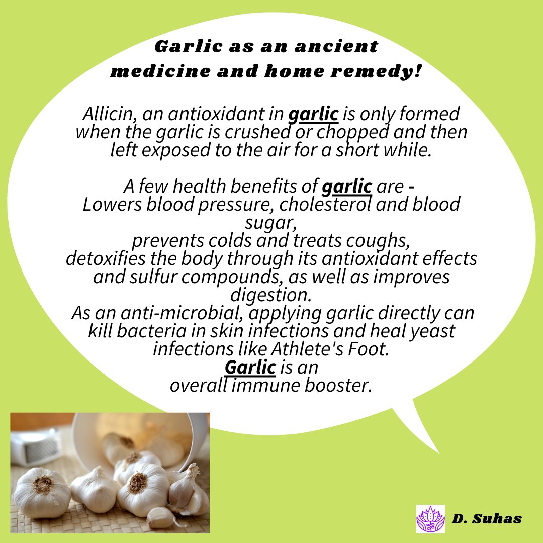 Wholistic_Suhas's tweet photo. Eat #garlic  🧄 for a nutritional boost, it’s packed with many vitamins and minerals 💚 #Food 

#wholisticsuhas https://t.co/MmBDBU1fNX