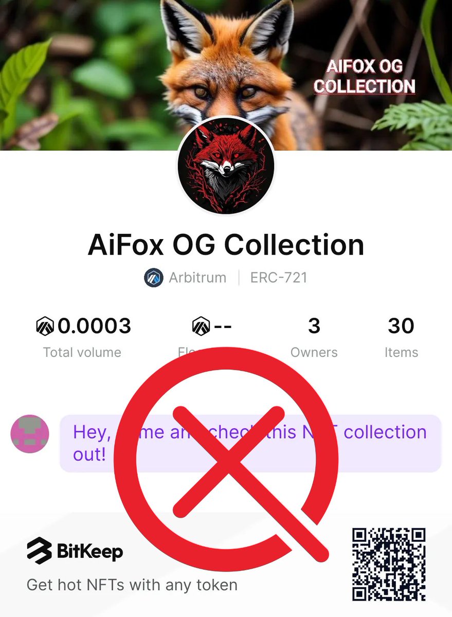 Please be aware that AIFOX OG COLLECTION is not connected to ARBITRUM FOX AI.

✅ Official Arbitrum Fox NFT: 
opensea.io/collection/arb…