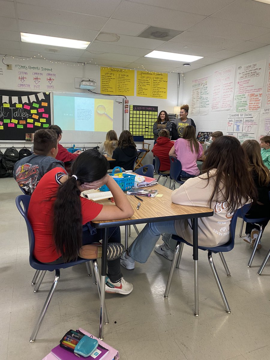 lauren_allinder's tweet photo. Two former #AllindersAngels stopped by to share a testing tips presentation they prepared for my kiddos before they embark on a state testing journey! #proudteacher @TweetDCS_HMS https://t.co/AhYG1gIClH