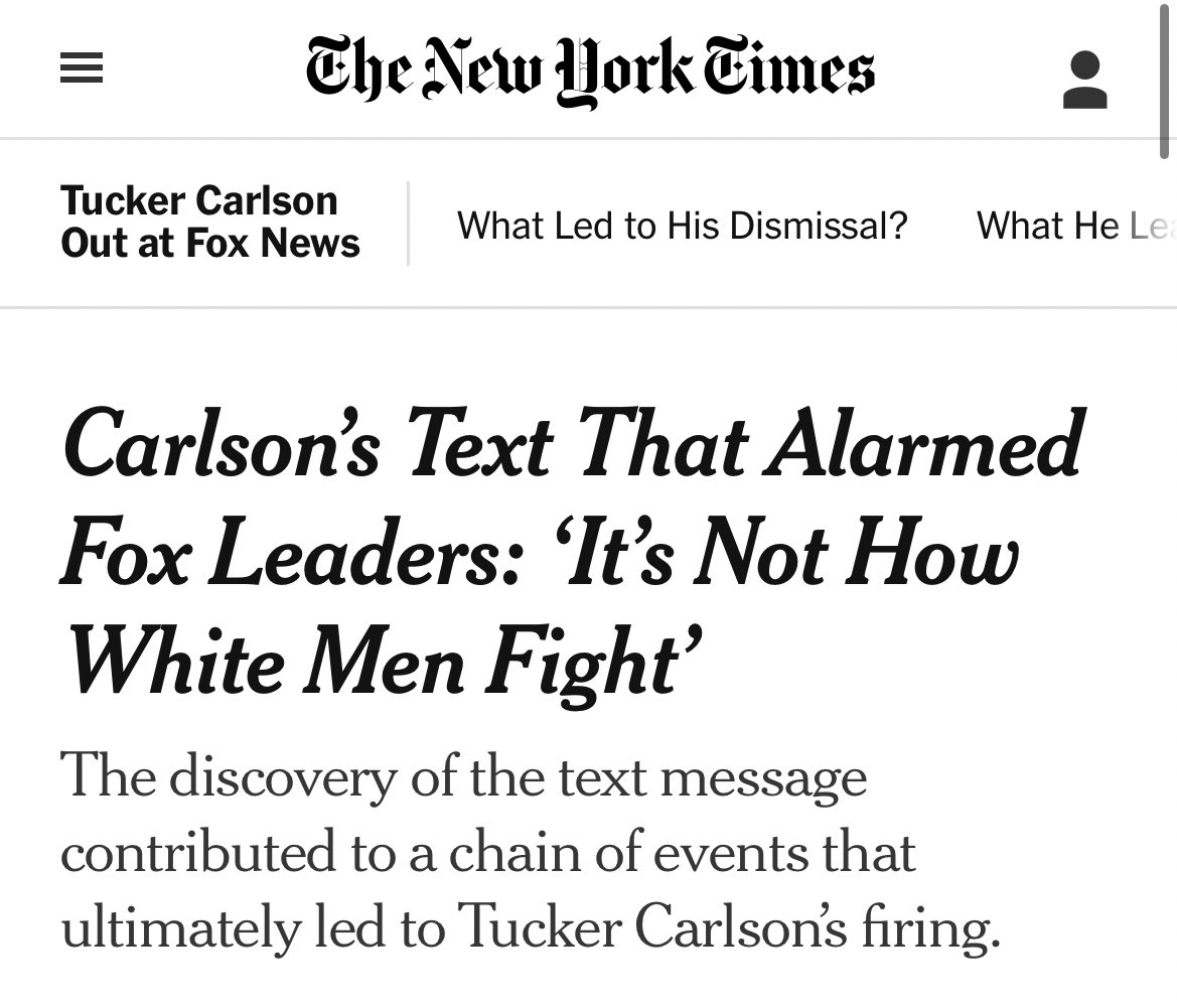 NYT really ran an article claiming Tucker was fired because Fox News execs found out he was racist. Like they never watched his show?