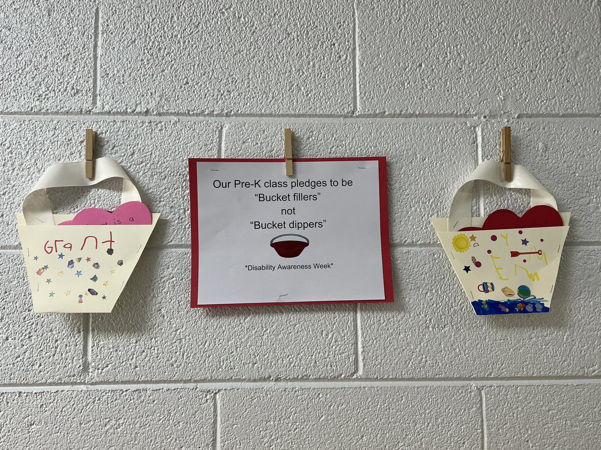 alicia_harkey's tweet photo. Disability awareness week in Pre-k and across our county.  We’ve decided we are going to be “bucket fillers” and not “bucket dippers.” How can you fill someone else’s bucket this week? #disabilityawareness @ves_tigers @BurkeCoSchools #ignitelearningBCPS https://t.co/jFBbBL58yC