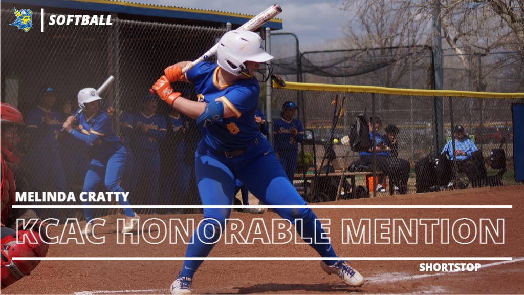Melinda Cratty (@melindacratty)

KCAC Shortstop 
Honorable Mention

.388 AVG
.500 OBP
.448 SLG
16 RBI
11 BB

#Swedes #RockarStockar