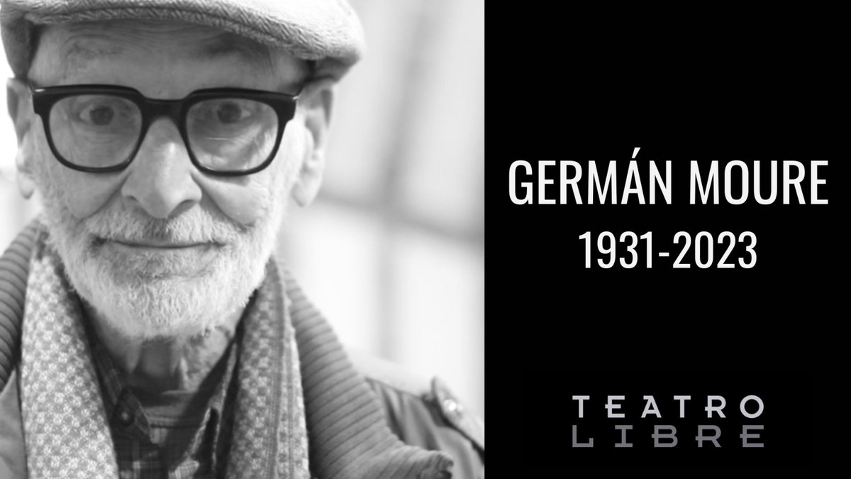 teatrolibrebog's tweet photo. Hoy falleció nuestro querido maestro y compañero Germán Moure. 

Fundador del teatro la Mama y del Teatro Libre, director de teatro y maestro consagrado a sus alumnos durante gran parte de su vida, Germán Moure fue un ejemplo y una inspiración para muchos artistas. https://t.co/9zuoIphg4g