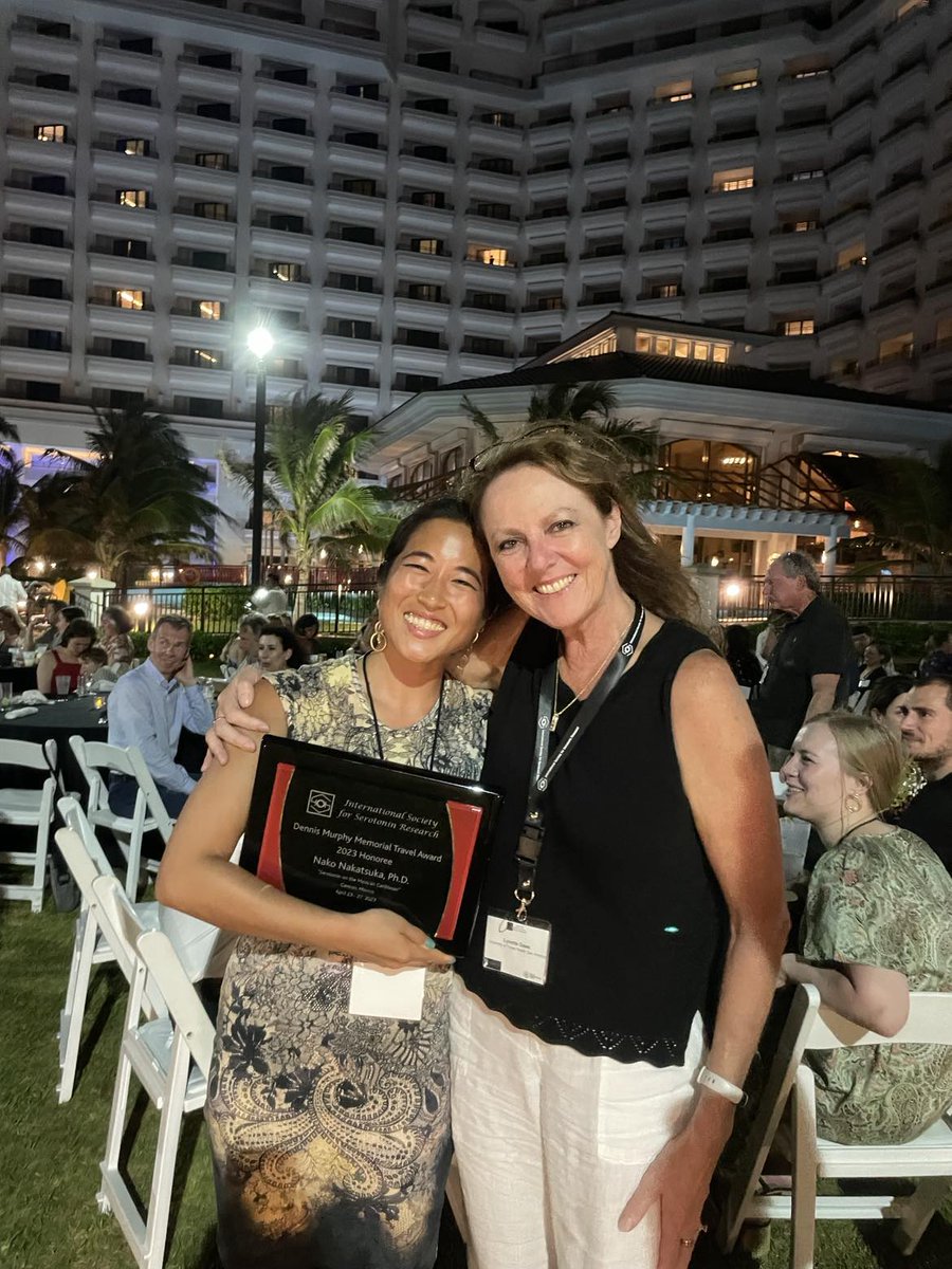 Congratulations <a href="/AptaWineClub/">Nako Nakatsuka</a> for being named the Dennis Murphy Memorial Travel Awardee at the International Society for Serotonin Research meeting in Cancun.  I'm so happy to see you beaming!