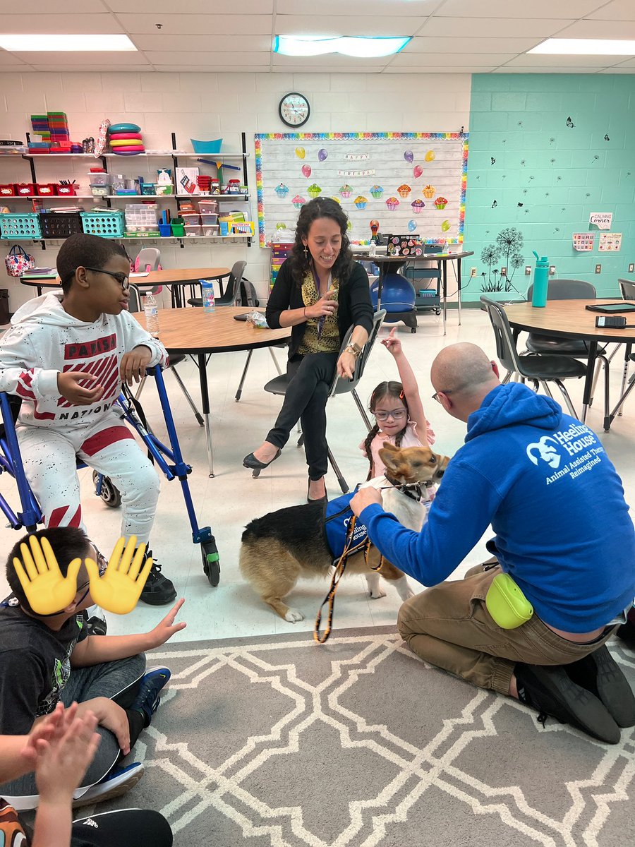 We loved having Doc the therapy dog visit us today <a href="/SullyES_LCPS/">Sully ES</a> So rewarding for us and Doc the corgi alike! <a href="/HeelingHouse/">Heeling House, Inc.</a> <a href="/mariz176/">Mariz Gobrial</a>