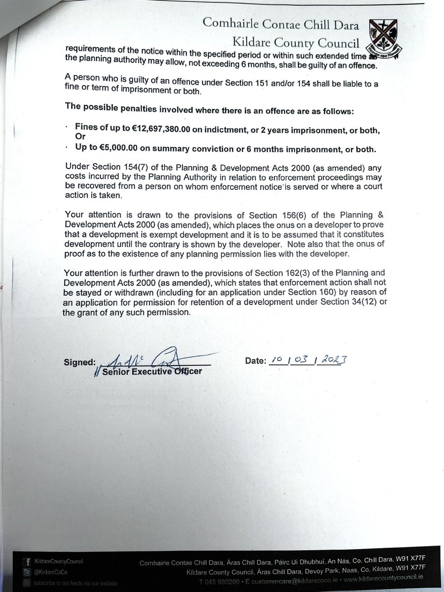 RyevaleHouse's tweet image. @KildareCoCo Planning Authority deemed it unauthorized development.
Due to change of use of the protected structure
And works carried out to #RyevaleHouse which have materially affected the character of the #ProtectedStructure and would therefore required planning permission.
