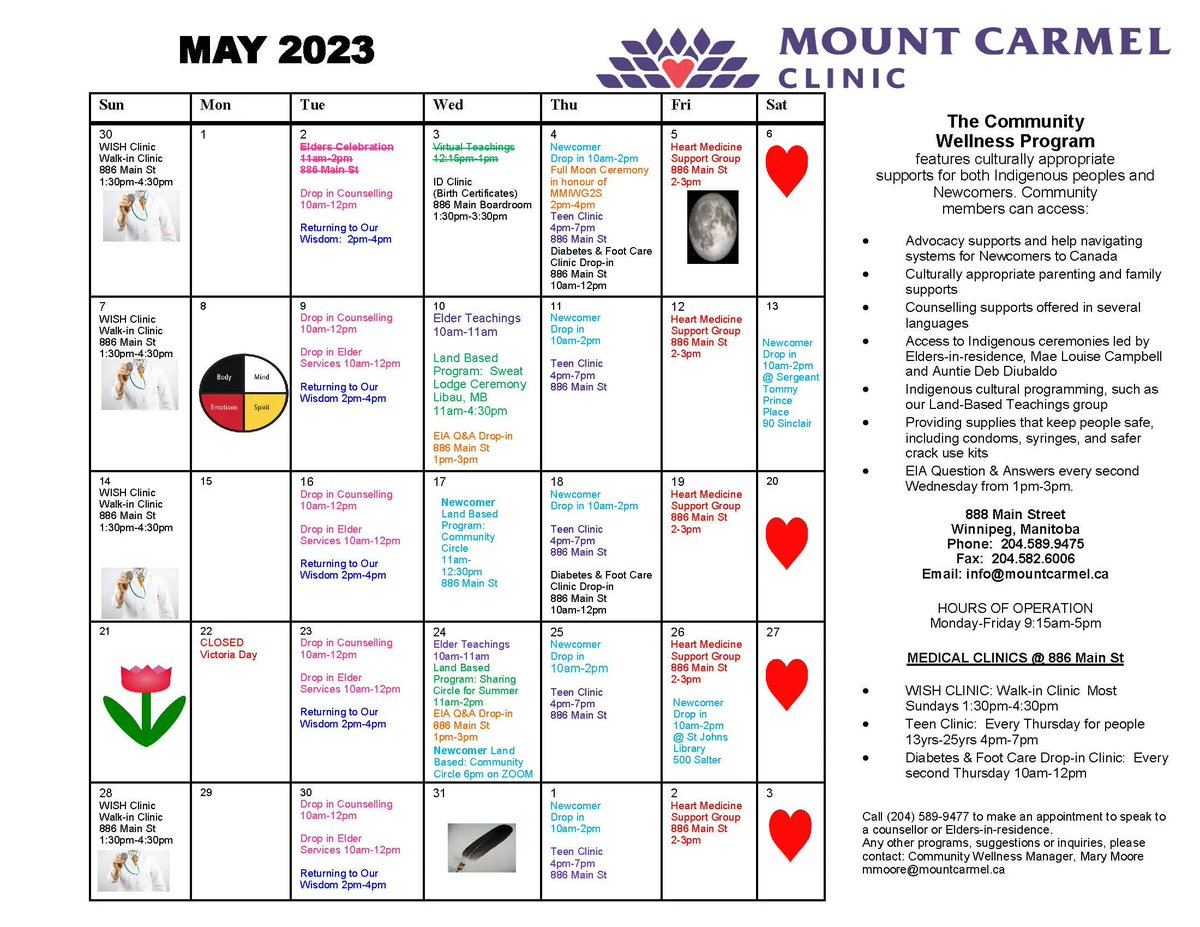 mountcarmelwpg's tweet photo. Please join the Community Wellness Program in the month of May! More information about each program and who to contact is located on the second slide.

The Community Wellness Program is located at 888 Main St. on the corner of Main and Stella. We hope to see you! https://t.co/zINkjWvpgI