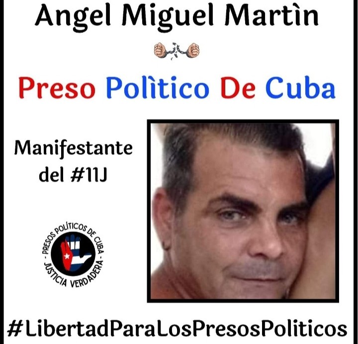 Libertad12021's tweet photo. Angel Miguel Martín, manifestante  de las protestas  del 11J, fue acusado de desorden público, desacato a la autoridad y sabotaje. Fue condenado a 12 años de privación de libertad. No lo dejemos solo. 
#LibertadParaLosPresosPoliticos #AbajoLaDictadura 
#PresosDeCastro 
#Cuba https://t.co/jmYbjUzQoc