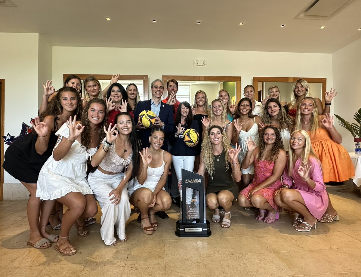 FAUBeachVB's tweet photo. Had a great time today at our NCAA send-off banquet at Mariposa! Huge thank you to Mayor Scott Singer, and council members Fran Nachlas and Yvette Drucker for celebrating with us!

#WinningInParadise https://t.co/7nqpK3l1cq