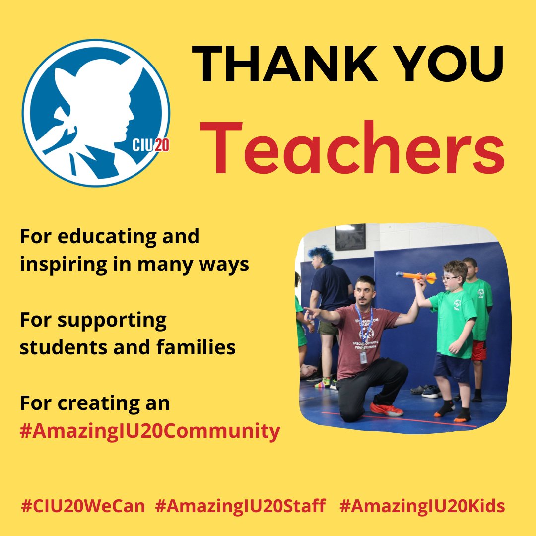 Join us in sending a huge THANK YOU to all CIU 20 teachers today and every day for their commitment to serving students and families! #CIU20WeCan #TeacherAppreciationWeek #TeacherAppreciationDay #AmazingIU20Staff