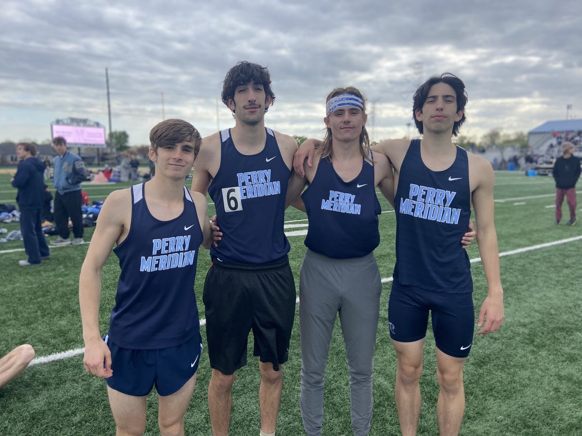 Great start to the night!!!
2nd place in conference 4x800.  <a href="/PMFalconSports/">Perry Athletics</a> <a href="/PMHS_SC/">Perry Meridian Strength and Conditioning</a> <a href="/Goldielaux3/">Anthony Laux</a> <a href="/Ryan_dollar135/">Ryan Dial</a>