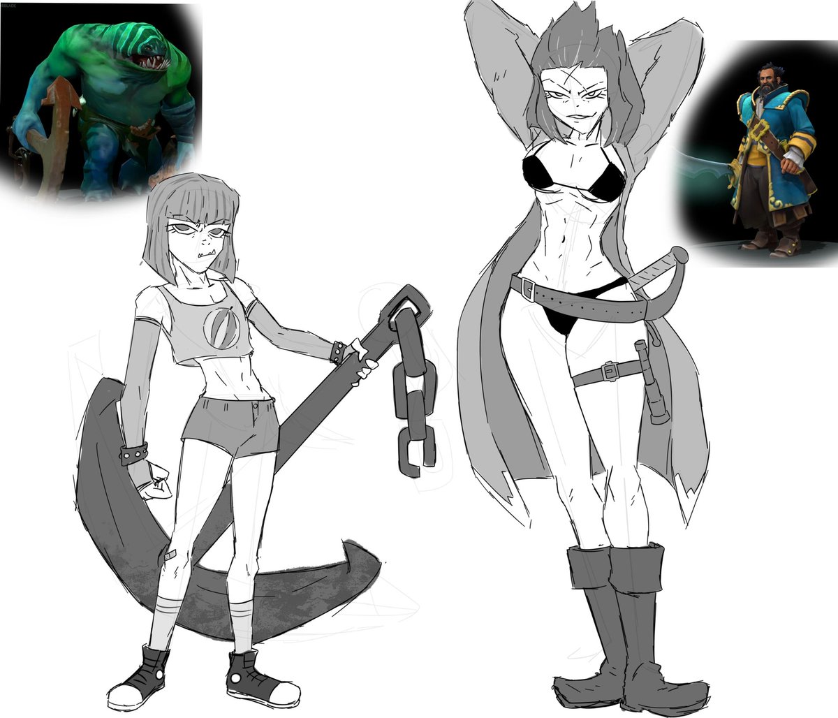 Mireskal's tweet photo. Craken-boy and Fleet Mistress~~
#Tidehunter
#Kunkka
#Dota2Art
#GenderSwap
#Rule63
#Dota2
#DotaArt https://t.co/pxnAsqfmdM