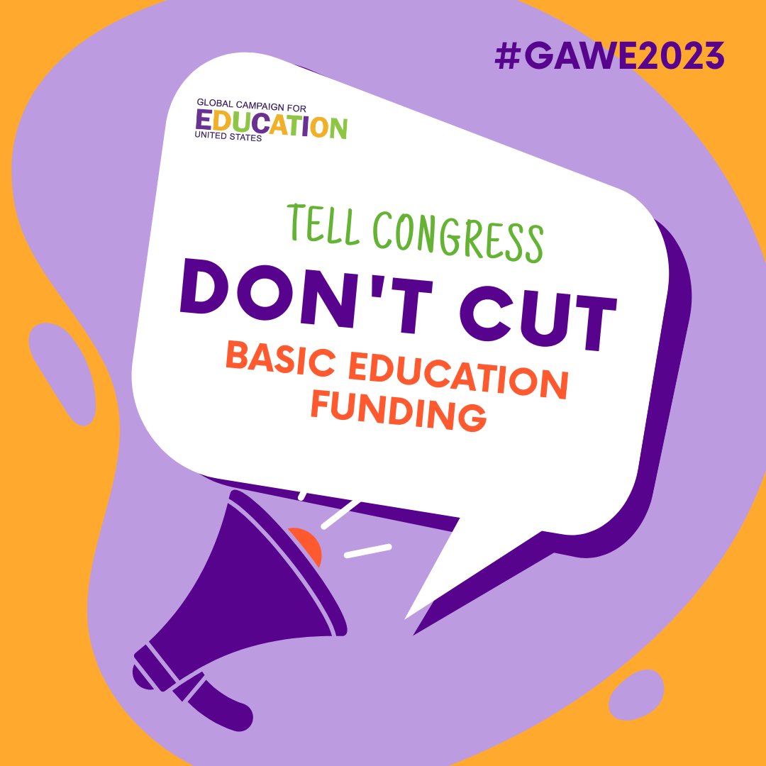 GCE_US's tweet photo. 📣Take action in honor of #GlobalActionWeekForEducation #GAWE2023!
👉🏾Urge Congress to fully fund #GlobalEducation: https://t.co/B9UFeAULv5
📚Encourage Congress to swiftly pass the #READReauthorizationAct: https://t.co/SX0ZWEMJ5w https://t.co/eQYXlgl474