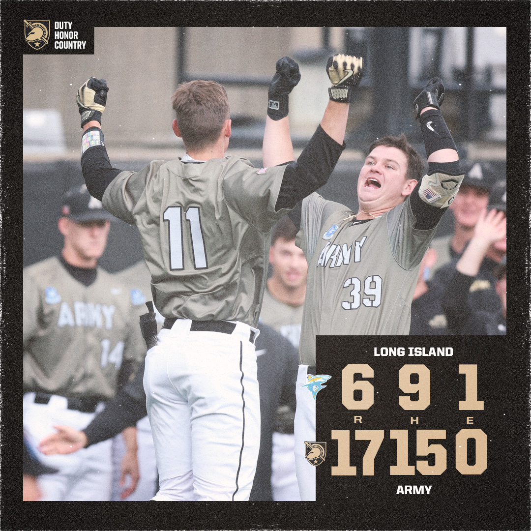 ArmyWP_Baseball's tweet photo. 𝐀𝐑𝐌𝐘 𝐖𝐈𝐍𝐒‼️

Braden Golinski batted 5-5 with 2 home runs, 2 doubles, 5 RBIs, and 3 runs.

The Black Knights will hit the road to face off against Lafayette on Saturday, May 6.

#GoArmy #ABF https://t.co/xATTwSKcN8