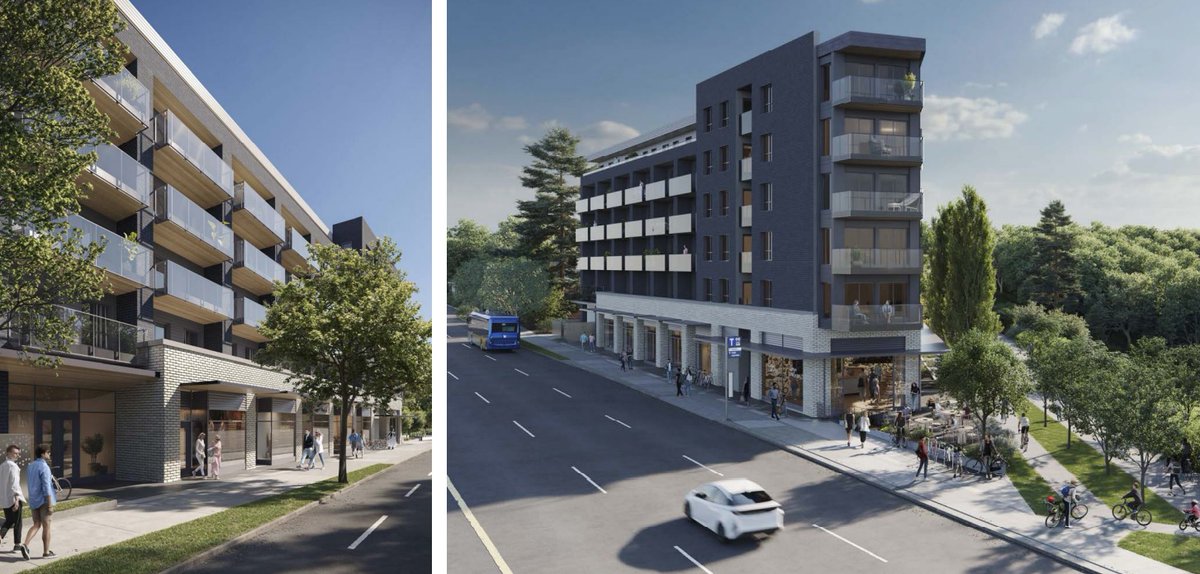 vancouvermrkt's tweet photo. Redevelopment plans unveiled for long-vacant gas station site at East Broadway &amp; Victoria.

Plan includes 77-rental units (26 below market) above 6,300 SF of retail space. 6-storeys, 3.0 FSR.

Developer: Third Space
Architect: Yamamoto

Details: https://t.co/UEPX7O9g0K https://t.co/2b27oriUaE