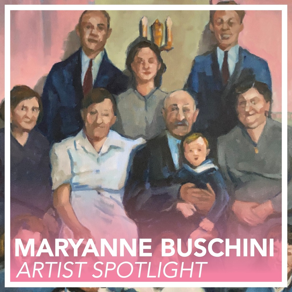 🌄 Spring Solo Series Artist Feature: @buschini_art 

Through May 29, you’ll be able to view Buschini’s work in our Tile gallery.

🌸 Maryanne Buschini explores ideas of origin, ancestry, history, and community in her figurative paintings. As a child o… instagr.am/p/CrwcIy7ulxK/