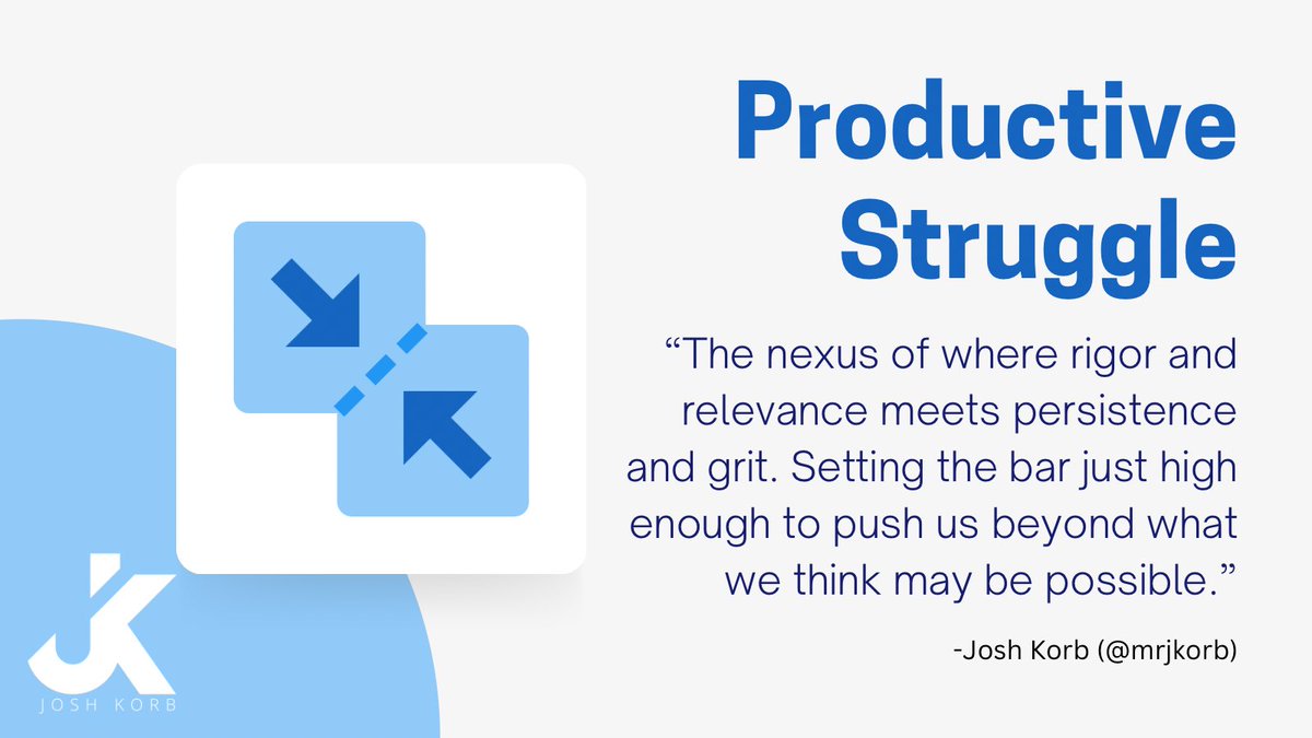 mrjkorb's tweet photo. Productive struggle pushes us to go beyond what we think our limits are! Adding it to our classroom space is necessary to increase student capacity to learn. #productivestruggle #growthmindset #edutwitter #edchat #grit #causetheeffect #bethecause https://t.co/LgHZhTMP0p