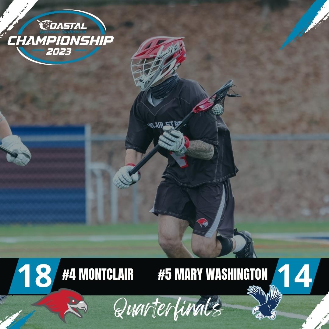 The first-ever #CoastalLax tourney game is in the books, with @msuredhawks winning 18-14 to advance to Friday's semifinal at top-seeded Salisbury!